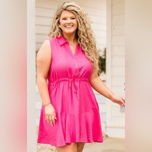BNWT - Chic Soul Hot Pink Sleeveless Dress - Size 1X
